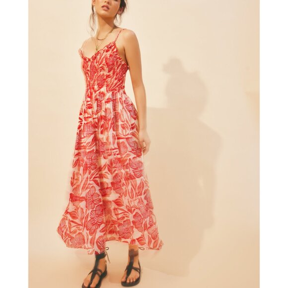 🎉LAST CHANCE🎉 FREE PEOPLE Sweet Nothings Midi Dress / Gardenia Combo - Picture 3 of 9